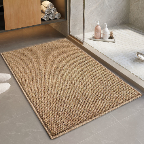 Beige Anti-Scratch Textured Entryway Mat Dirt Trapper Entrance Doormats  Faux Jute Modern Carpet