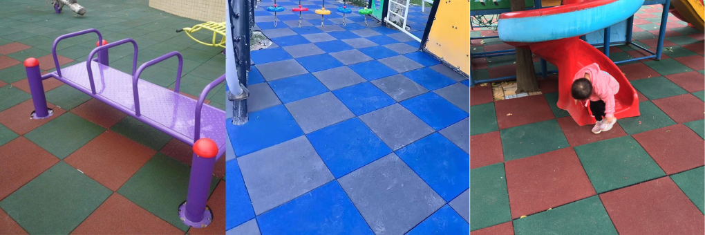 Composite Playground Square Rubber Tile Composite Playground Square Rubber Tile