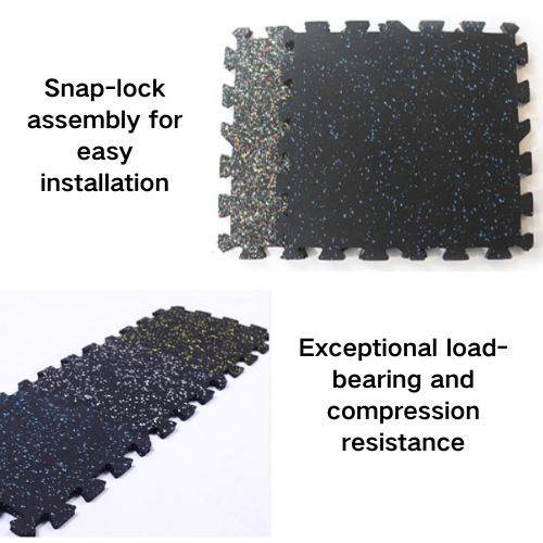 Interlocking Composite Speckled High-density Gym Rubber Tile